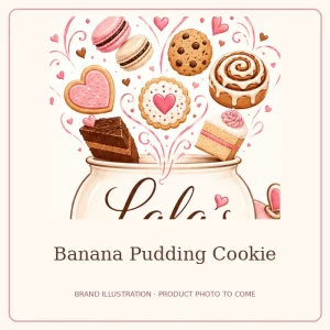 Branded illustration for Banana Pudding Cookie; product photograph coming soon